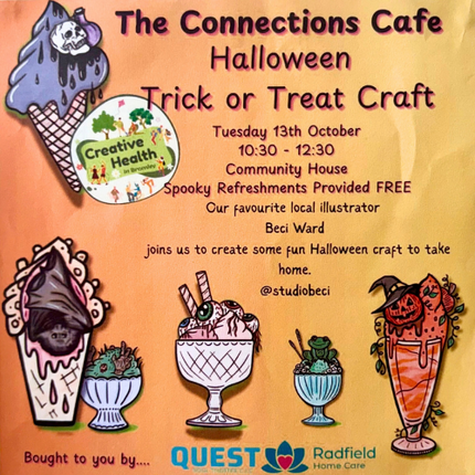 advertising poster for the Connection Cafe's Halloween Event