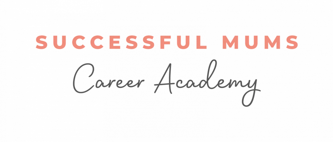 The words Successful Mums Career Academy. Successful Mums in peach capitals, Career Academy in grey script